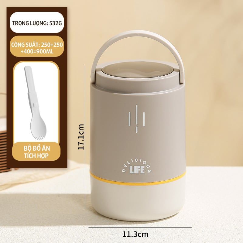 VERCHINI - Hộp cơm giữ nhiệt 3 ngăn