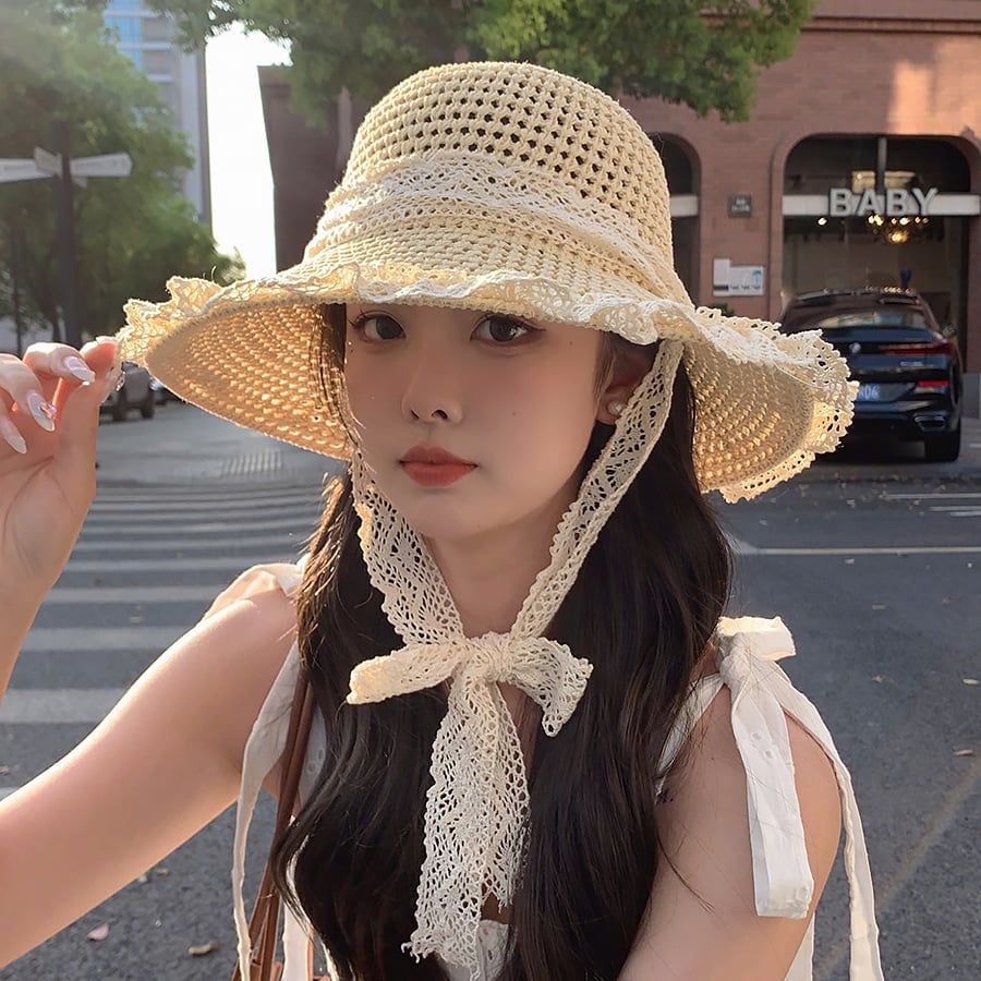 VERCHINI - Mũ Cói Nàng Thơ Viền Ren