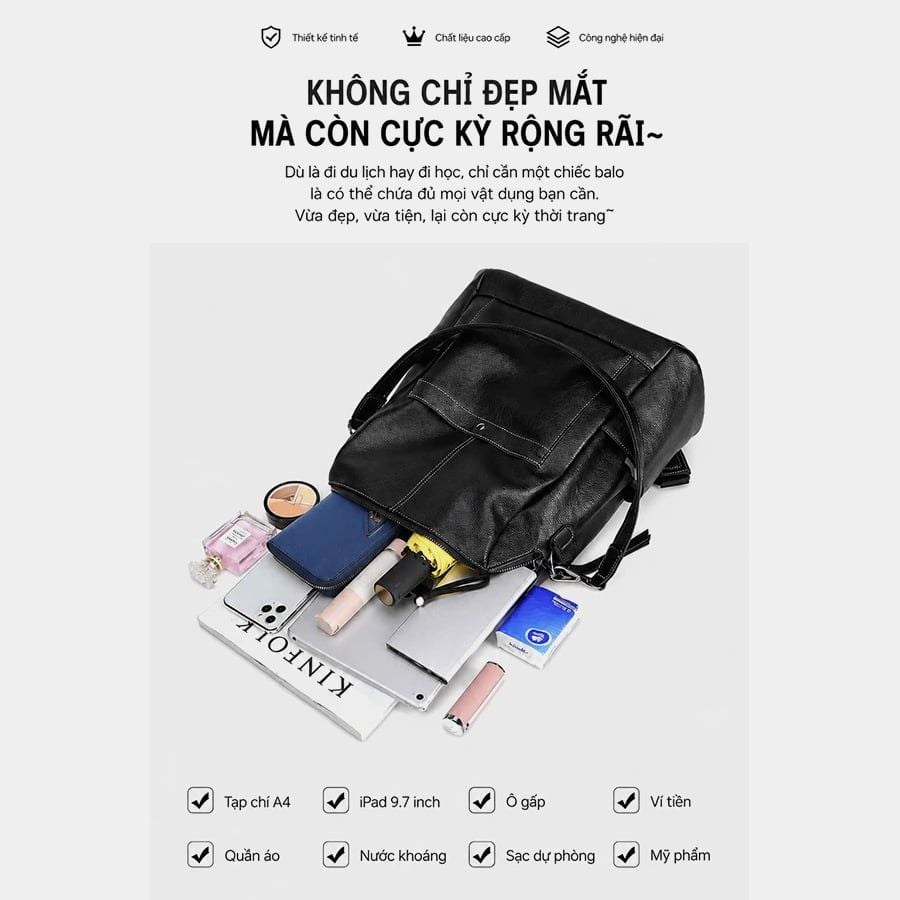 VERCHINI - Balo thời trang da bò BLN025