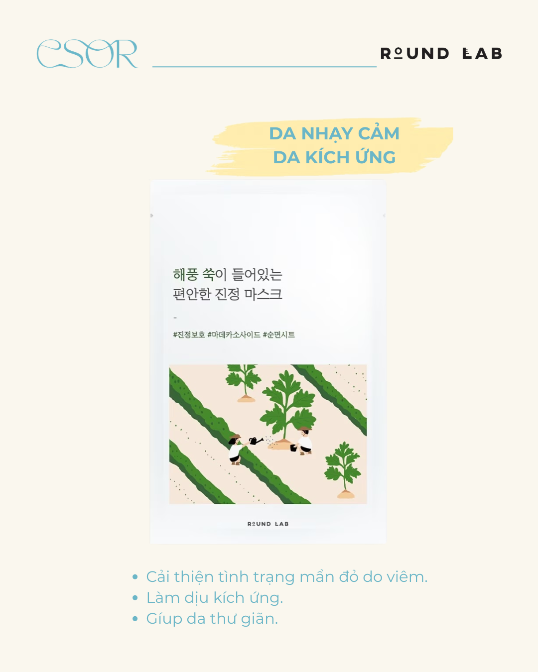  Mặt nạ dưỡng da Round Lab Mugwort Calming Mask 25ml 