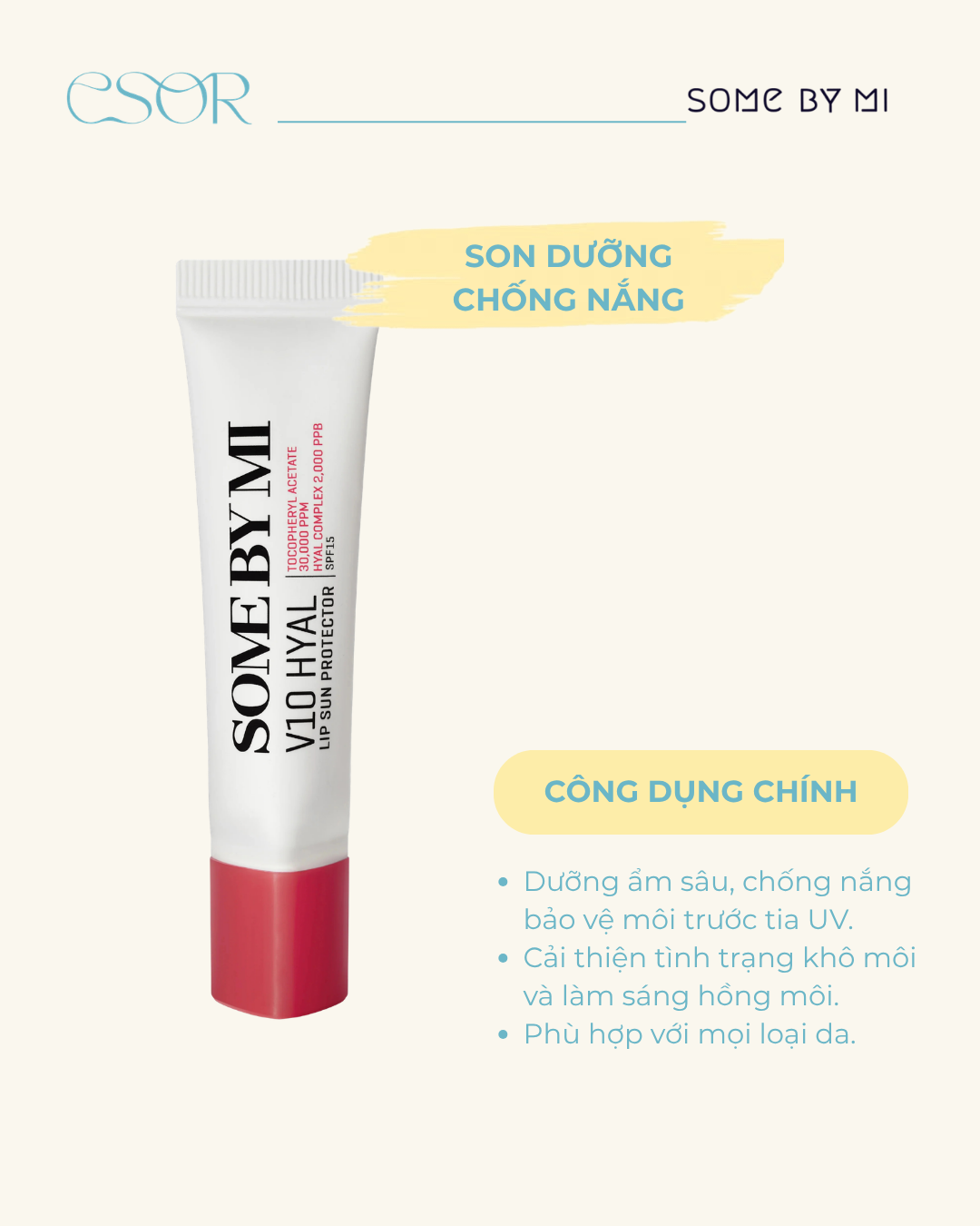  Son dưỡng chống nắng Some By Mi V10 Hyal Lip Sun Protector SPF15 
