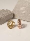  14k Puffy Ribbed Hoops (M) 