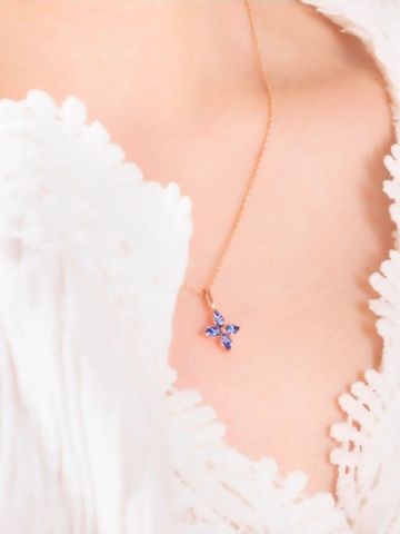  14K Marquise Ocean Flower Necklace 