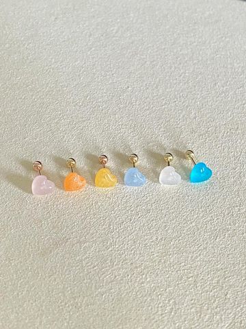  14K Quartz heart piercing 