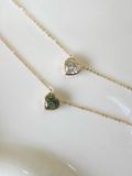  14K Crystal Heart Necklace 