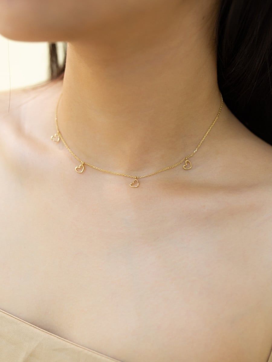  14K Heart Strings Necklace 