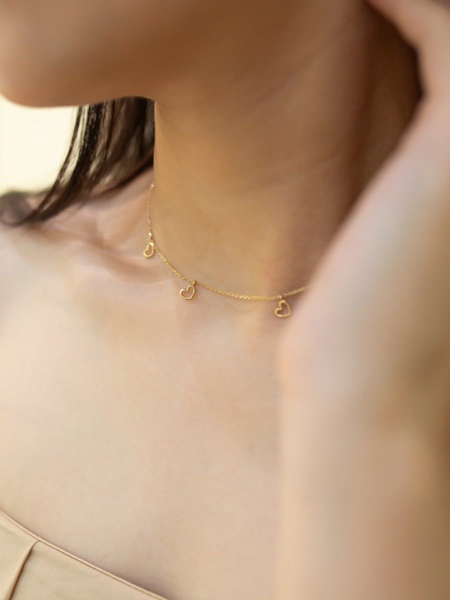  14K Heart Strings Necklace 