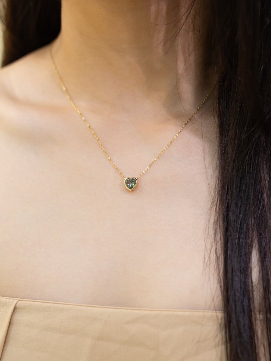  14K Crystal Heart Necklace 