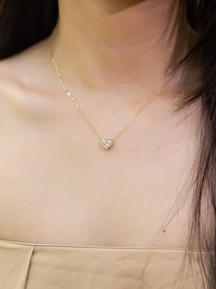  14K Crystal Heart Necklace 