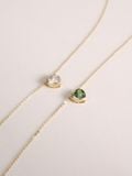  14K Crystal Heart Necklace - Emerald 