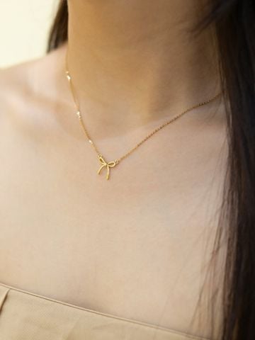  14K Dainty Ribbon Necklace 