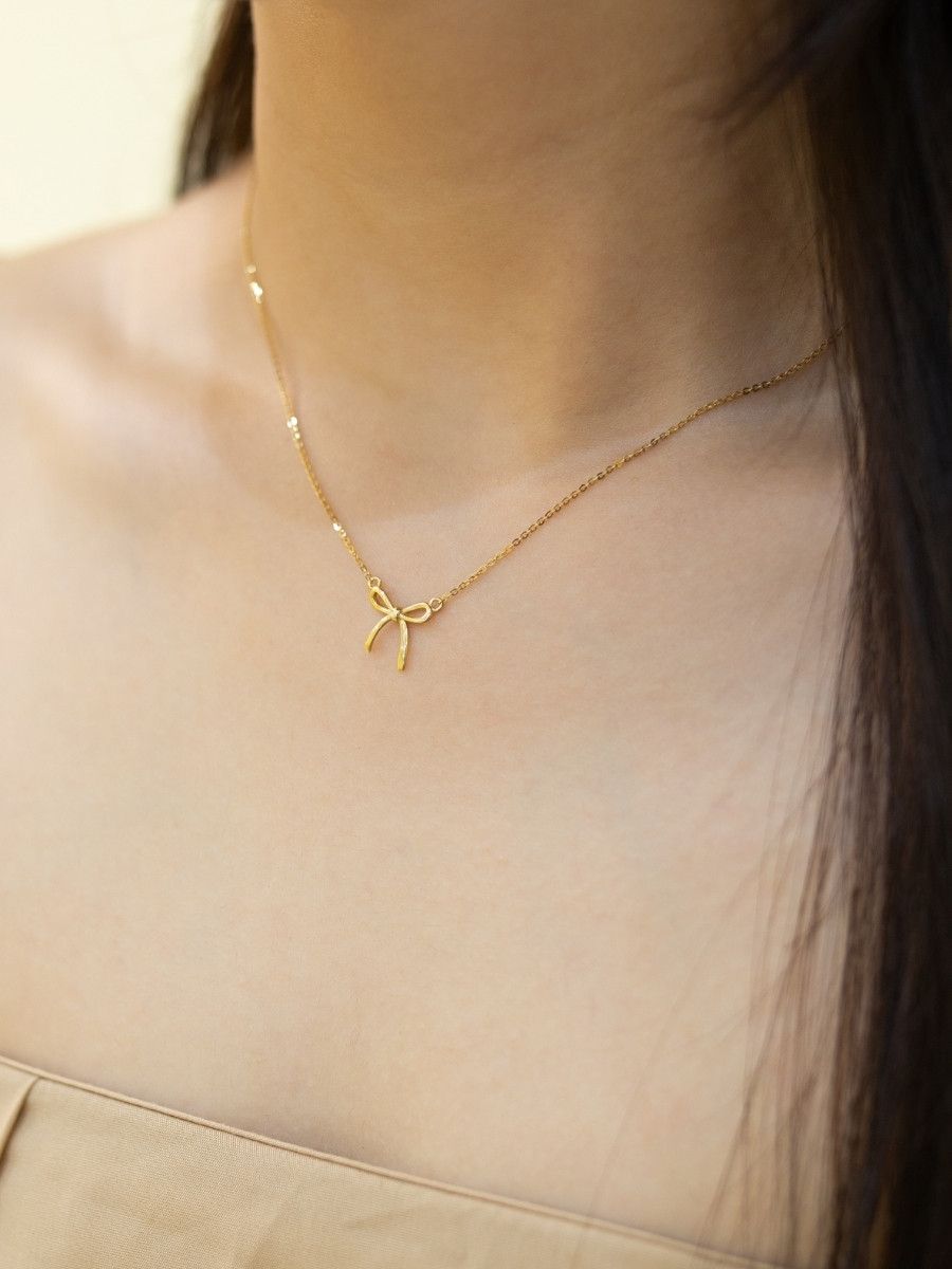  14K Dainty Ribbon Necklace 