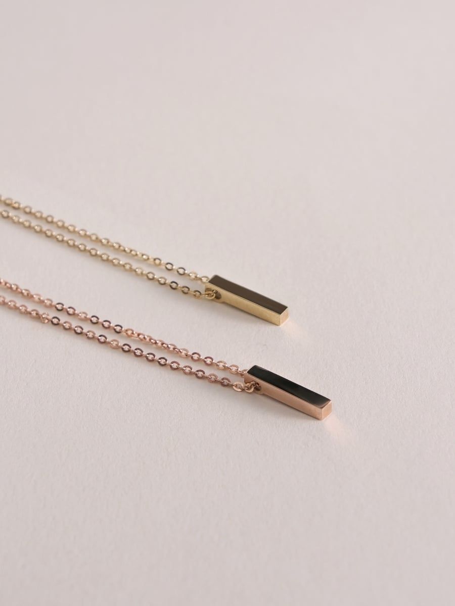  14K Minimalist Bar Pendant Necklace 
