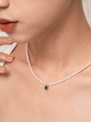  14K Pearl & Emerald necklace 