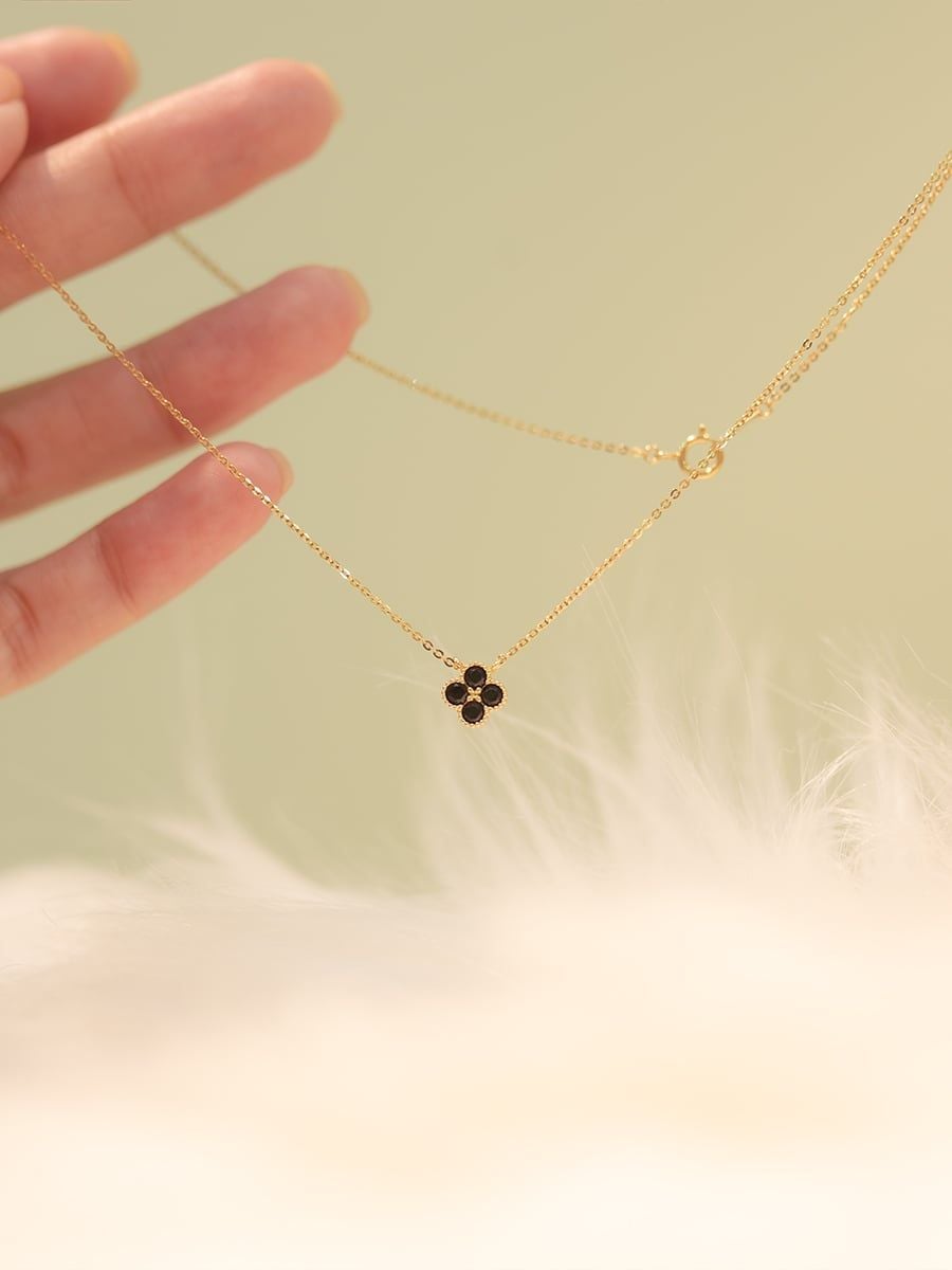  14K Black Clover Necklace 