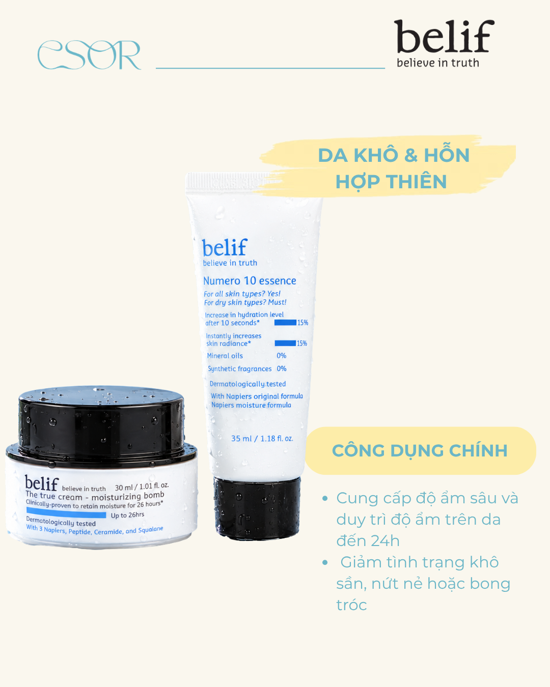  Kem Dưỡng Belif Moisturizing Bomb 30ML OY SET 