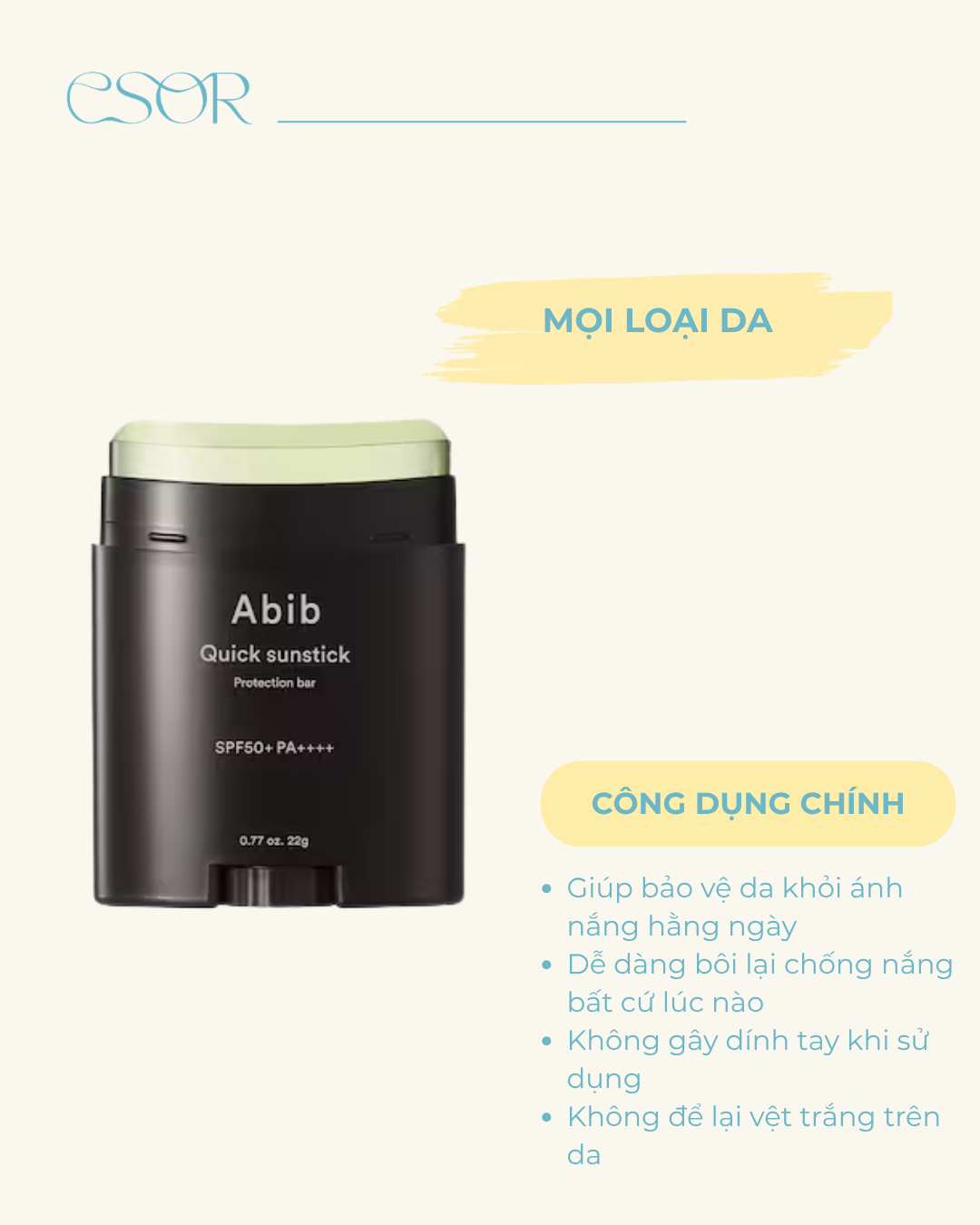  Sáp Chống Nắng Abib Quick Sunstick Protection Bar SPF50+ PA++++ 22g 