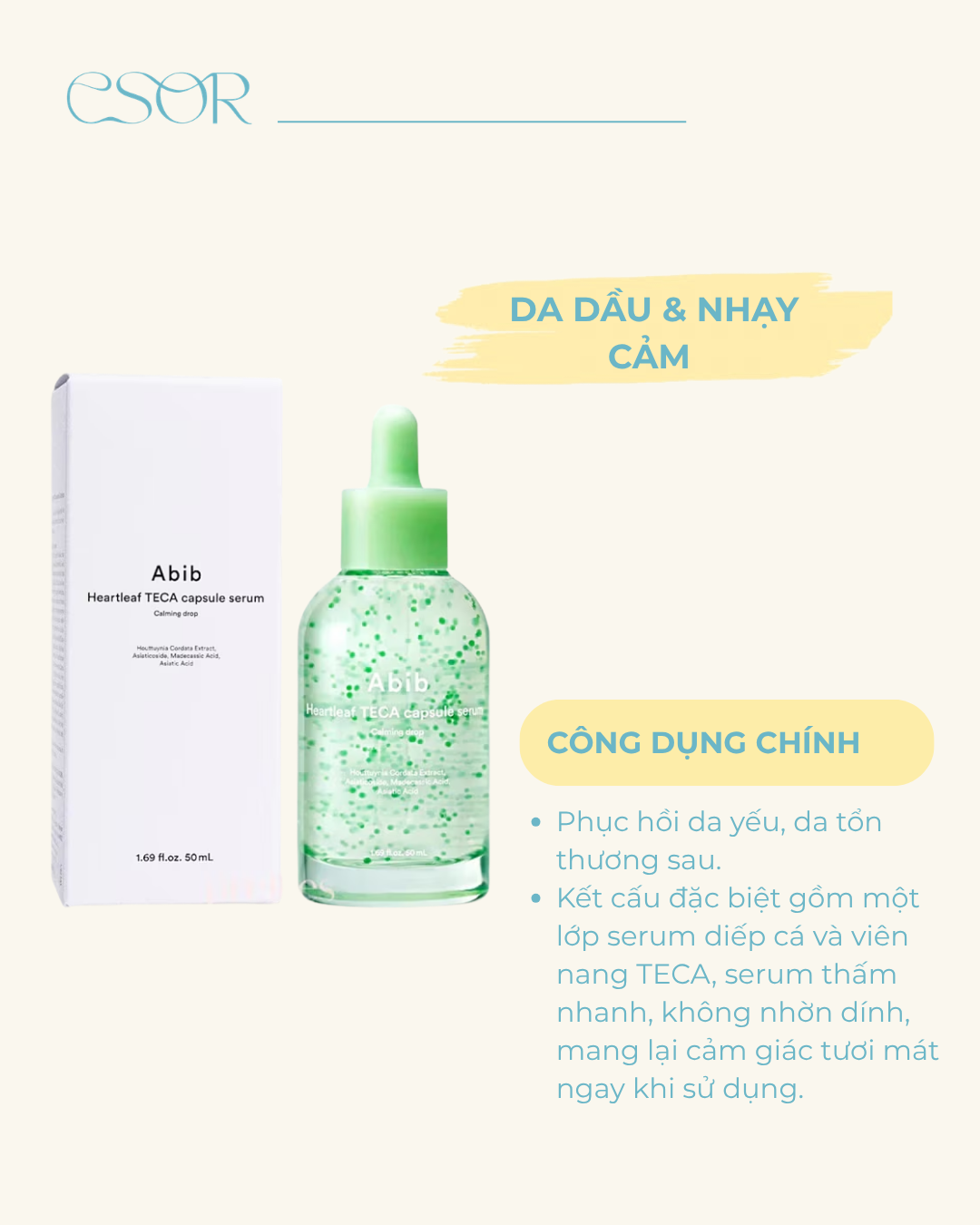  Serum Làm Dịu Da Abib Heartleaf Teca Capsule Calming Drop 50ml 