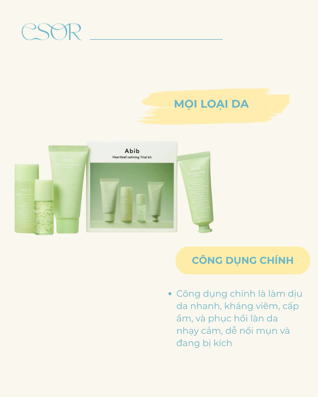  Bộ Dưỡng Làm Dịu Da Abib Heartleaf Calming Trial Kit 