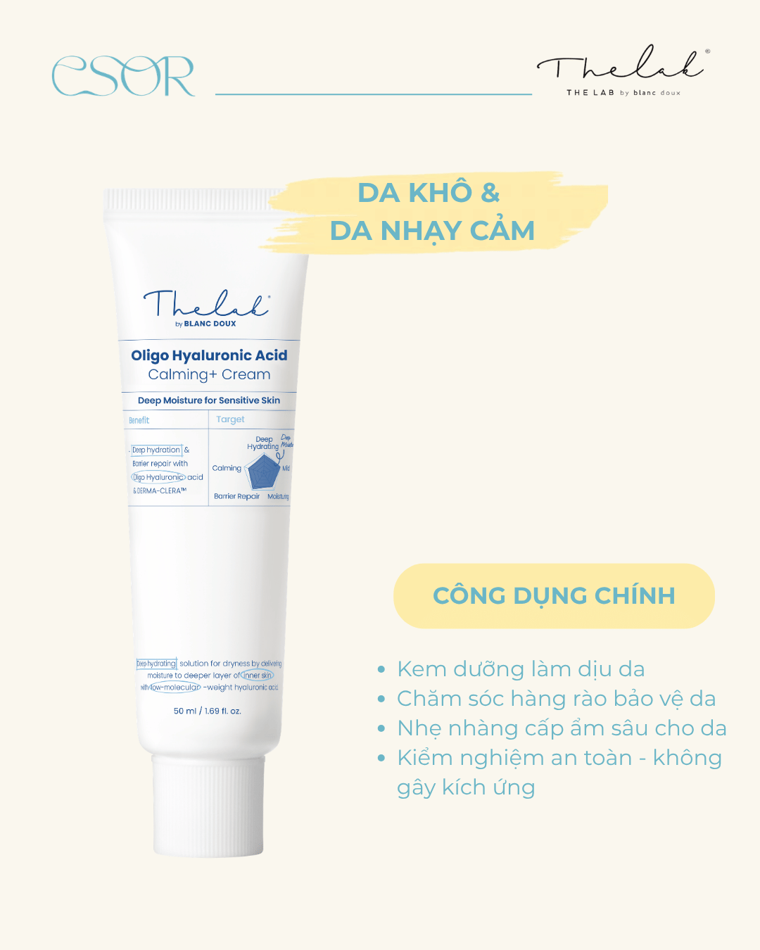  Kem Dưỡng THE LAB Oligo Hyaluronic Acid Calming + Cream 50ml 
