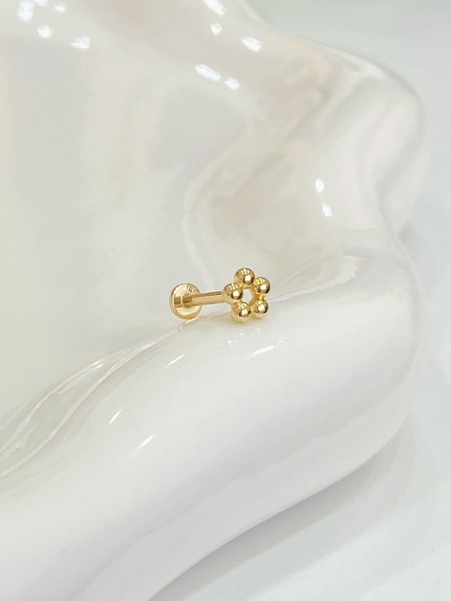  14K Flora Bead Internal flatback 