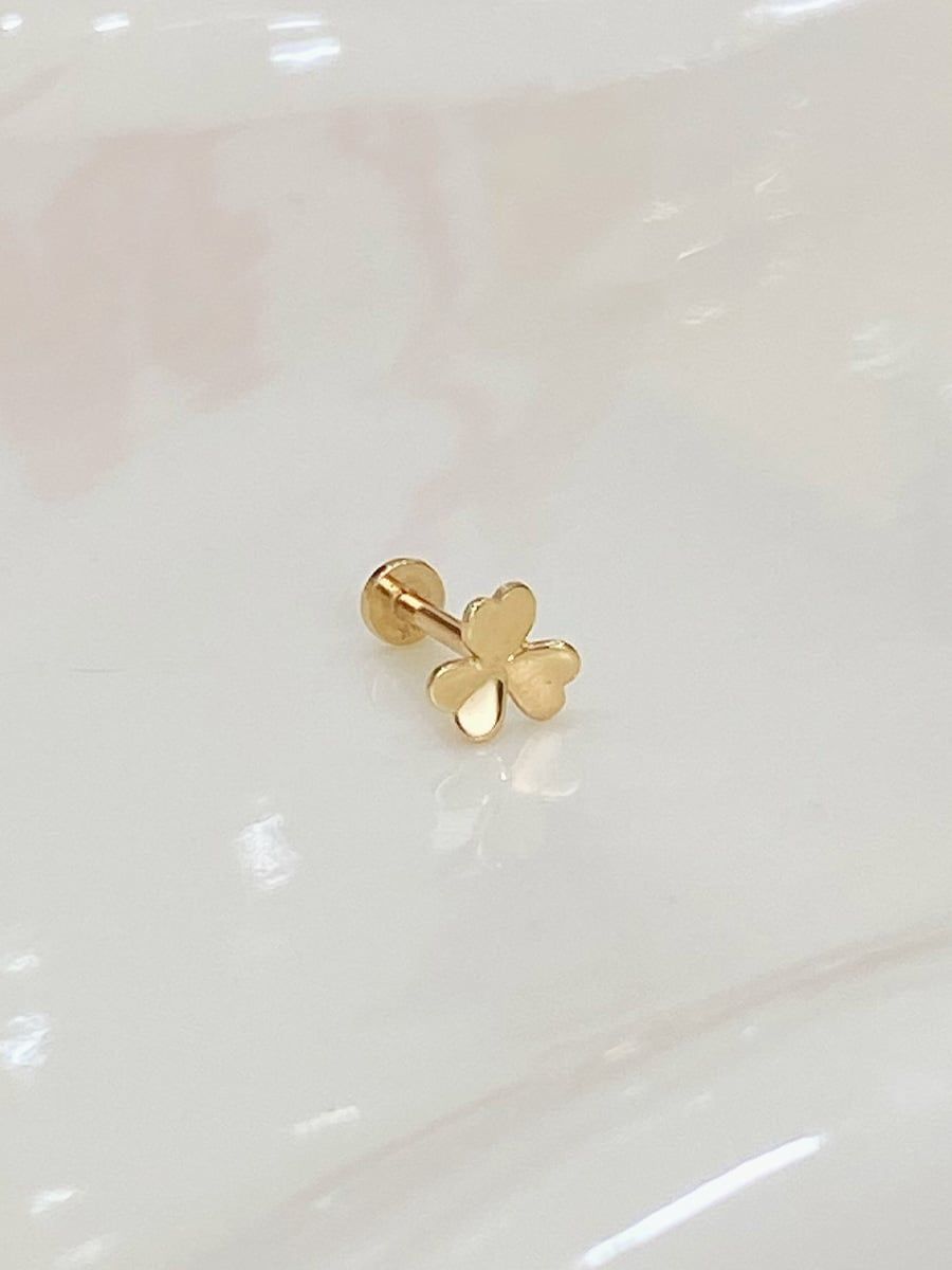  14K Leaf Clover Internal flatback 