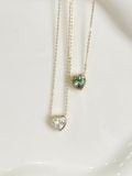  14K Crystal Heart Necklace 