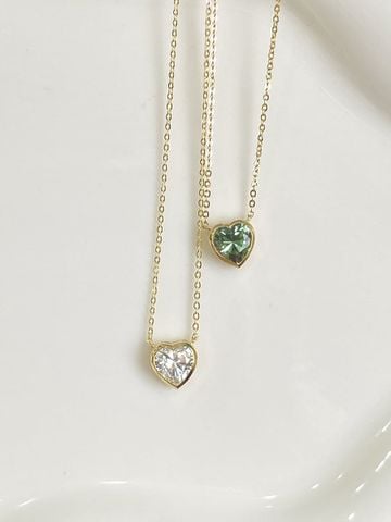  14K Crystal Heart Necklace 