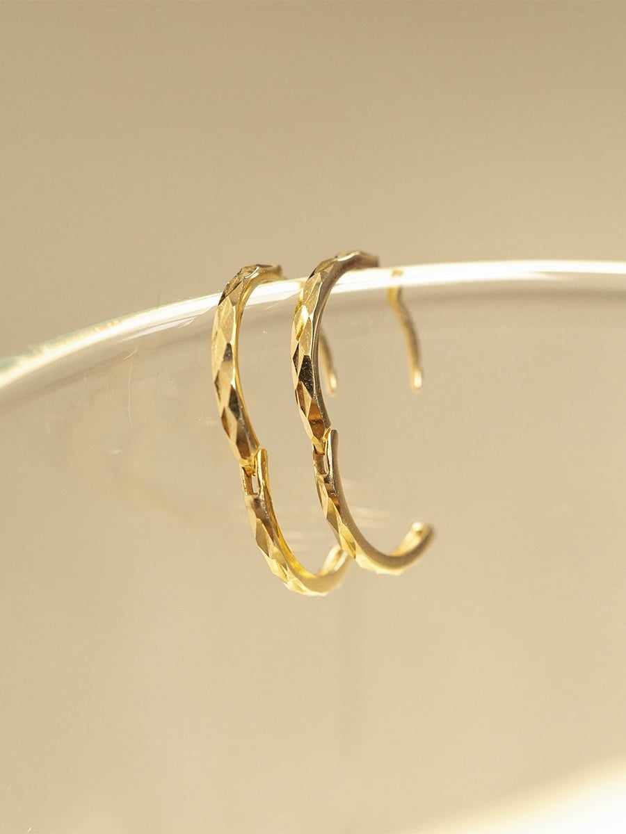  14K Essential Glint Hoops (L) 