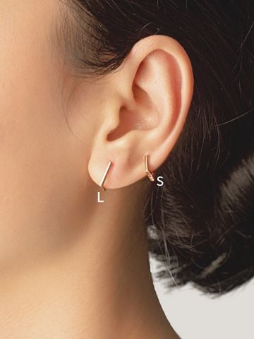  14K Square One-touch ring earring (3 size) 