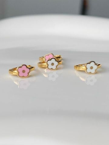  14K Petite Daisy Huggie (3 màu hoa) (S) 