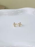  14K CZ Bar mini Huggie (S) 