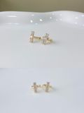  14K CZ Bar mini Huggie (S) 