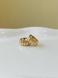  14k Puffy Ribbed Hoops (M) 