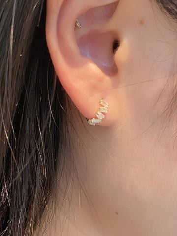  14K Baguette CZ Crown Hoops (M) 