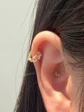  14K Baguette CZ Crown Hoops (M) 