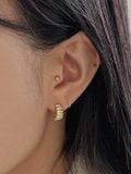  14k Puffy Ribbed Hoops (M) 