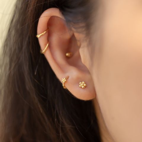  14k Bubble Flower Internal Flatback 