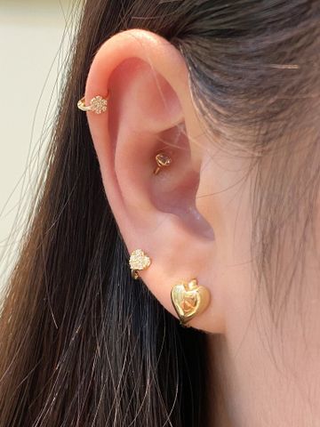  14K Puffy Heart Hoop (M) 
