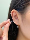  14K Triple Pearl Mini Huggie 