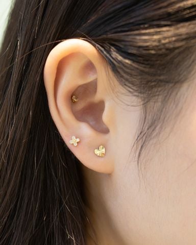  14K Crystal Cut Heart Internal Flatback 