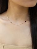  14K Lucky Clover Chain Necklace (Black and White Motifs) 