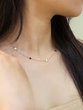  14K Lucky Clover Chain Necklace (Black and White Motifs) 