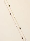  14K Lucky Clover Chain Necklace (Black and White Motifs) 
