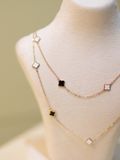  14K Lucky Clover Chain Necklace (Black and White Motifs) 