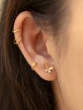  14K Beaded Blossom Huggie (XS) 