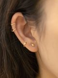  14K Beaded Blossom Huggie (XS) 