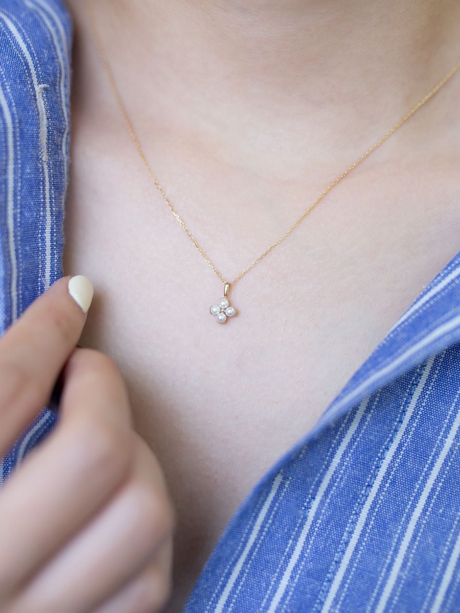  14K Petal Pearl Necklace 