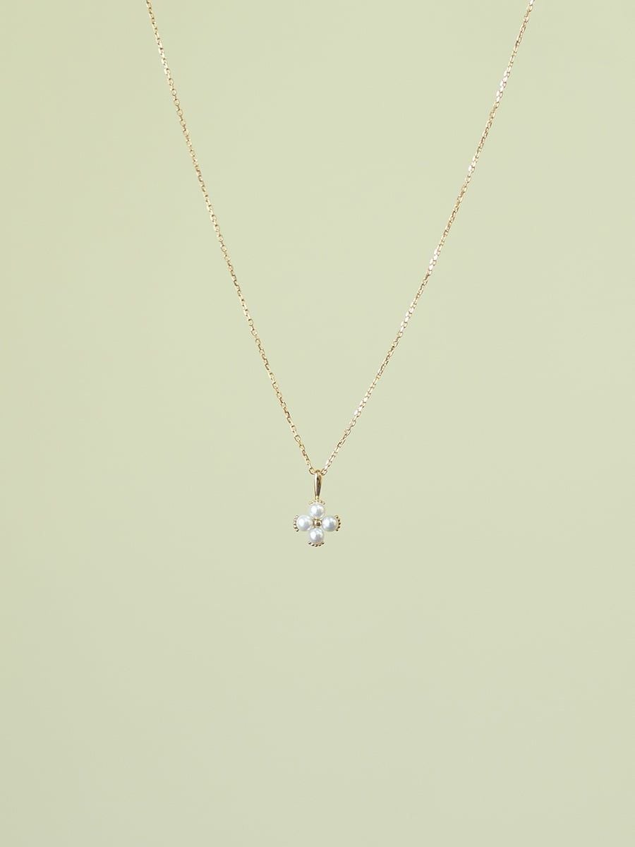  14K Petal Pearl Necklace 