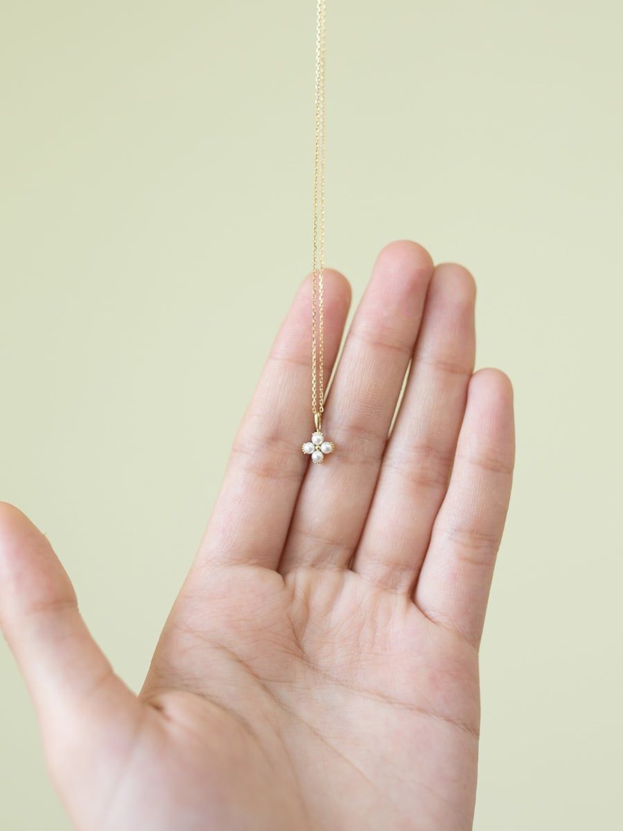  14K Petal Pearl Necklace 